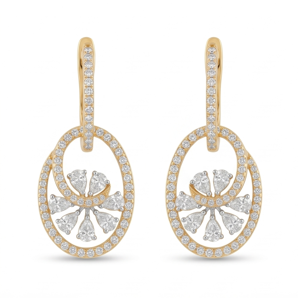 Petal Bloom Halo Drop Earring