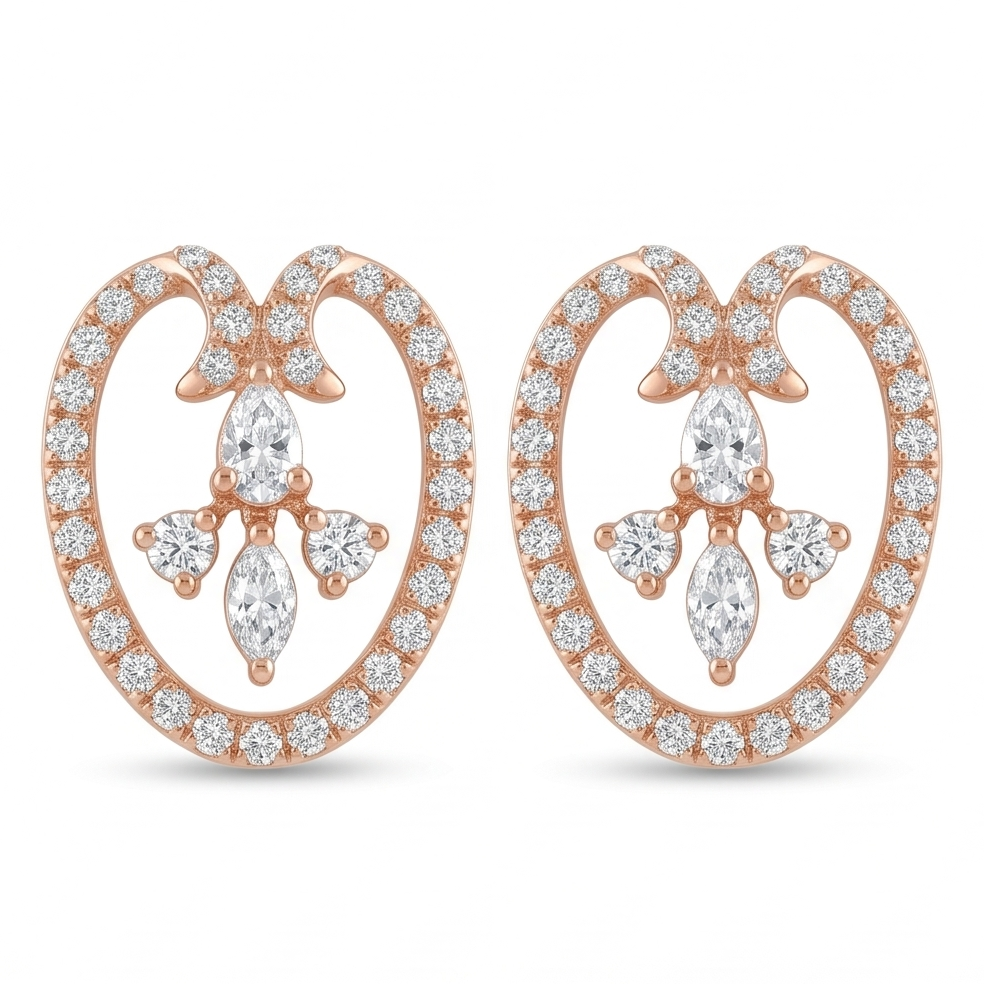 Oval Filigree Diamond Earring