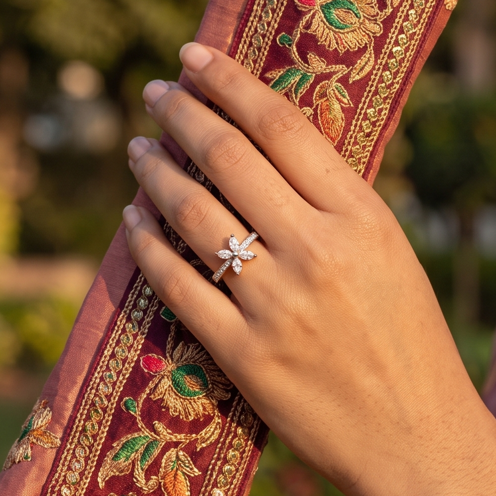 Marquise Floral Diamond Ring