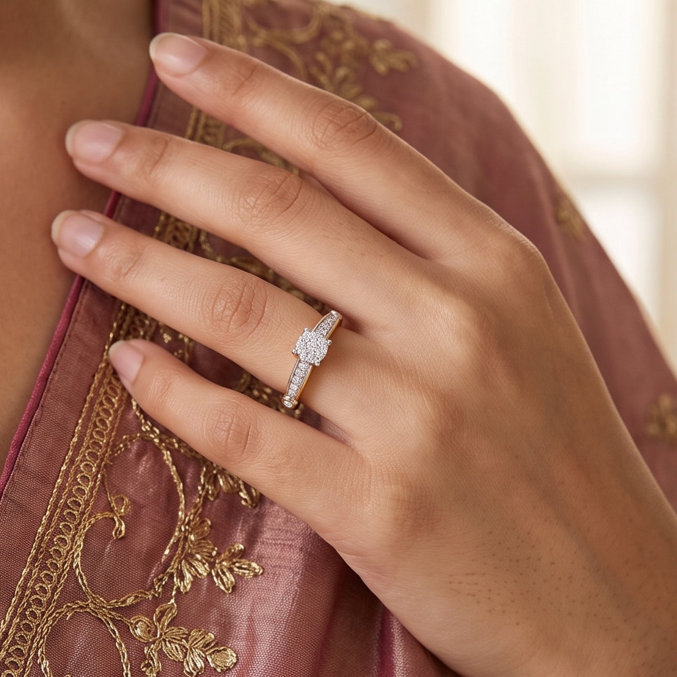 Cluster Floral Diamond Gold Ring