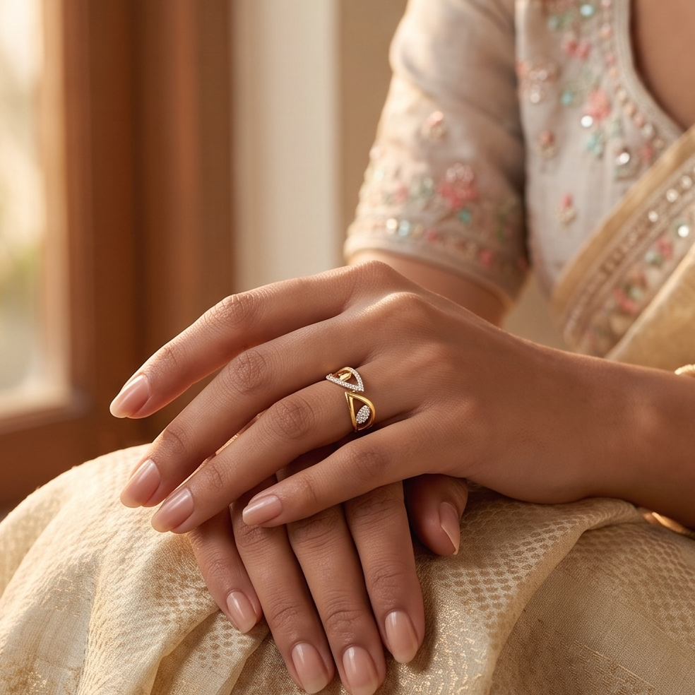 Abstract Diamond Gold Ring