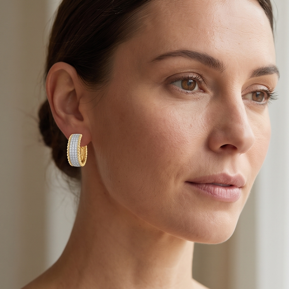 Pavé Bead Hoop Earring