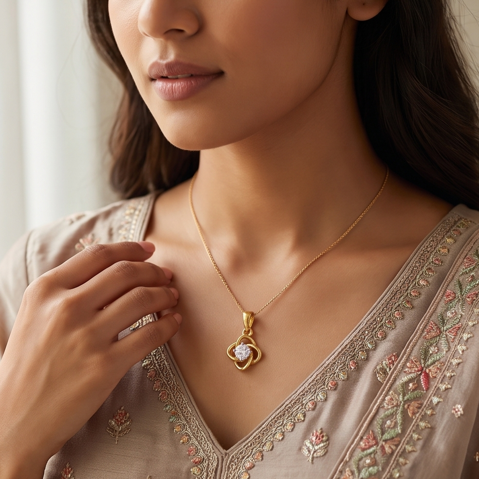 Solitaire Floral Pendant