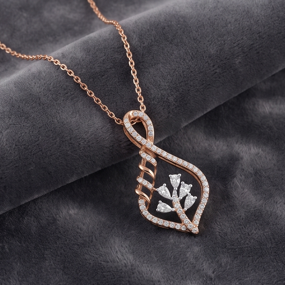 Diamond Leaf Pendant