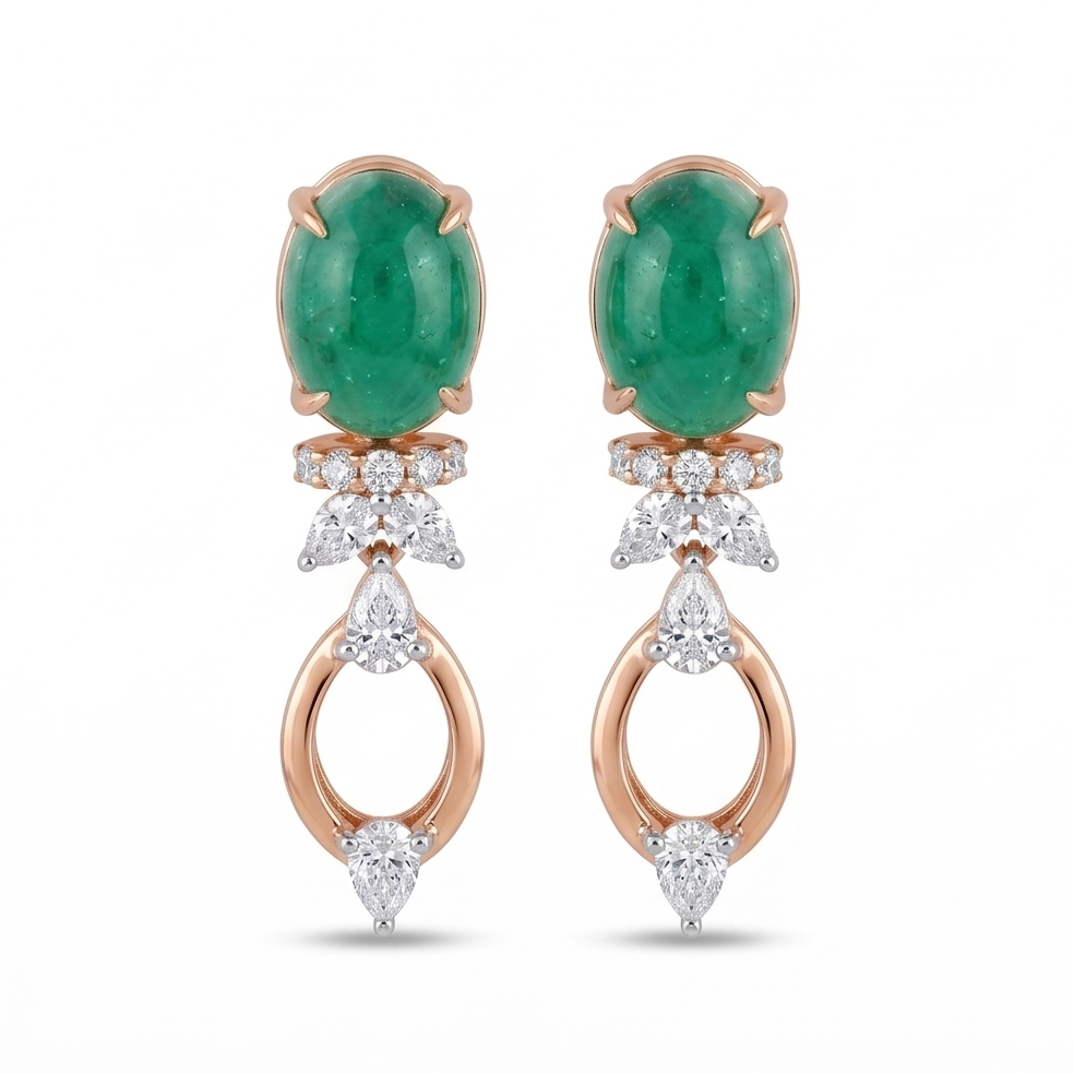 Emerald & Diamond Drop Earring
