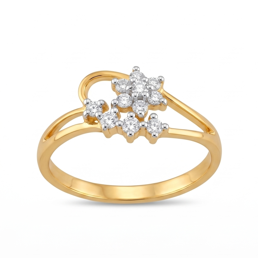 Floral Cluster Diamond Gold Ring