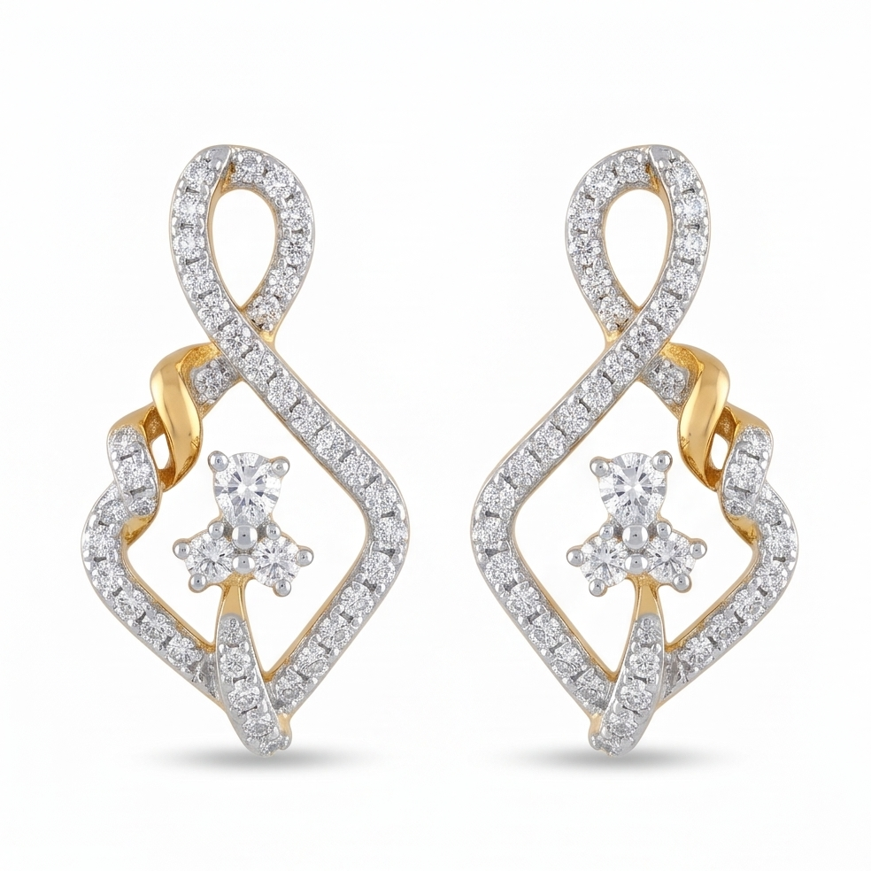 Knot Diamond Drop Earrings
