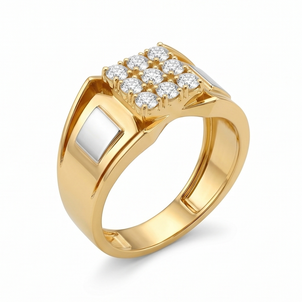 Square Cluster Diamond Men's Ring
