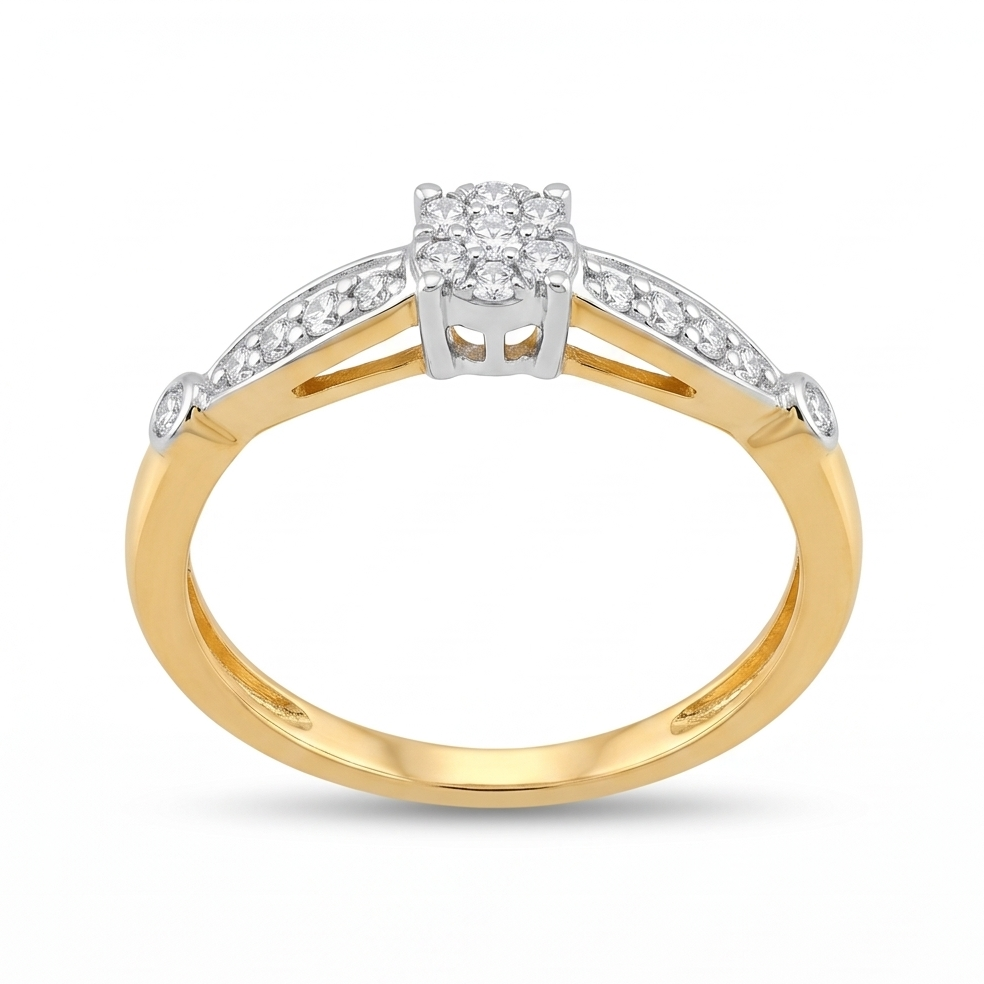 Cluster Floral Diamond Gold Ring