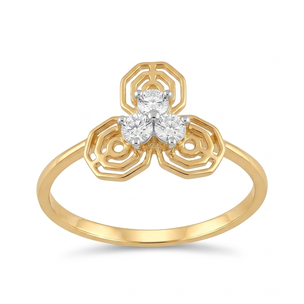 Geometric Cluster Diamond Ring