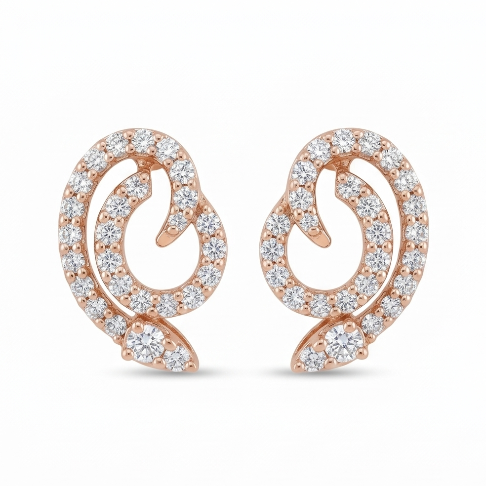 Swirl Diamond Stud Earring