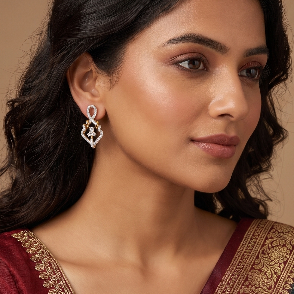 Knot Diamond Drop Earrings