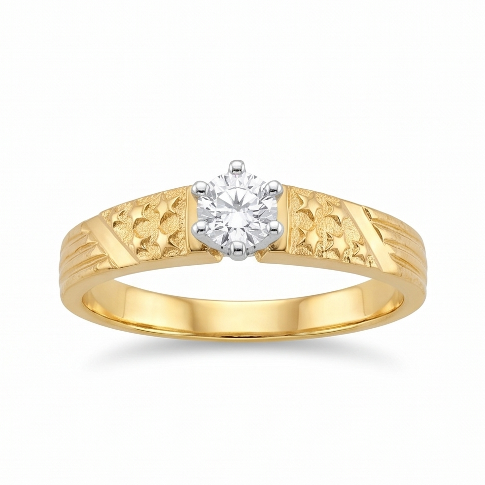 Star-Etched Diamond Ring