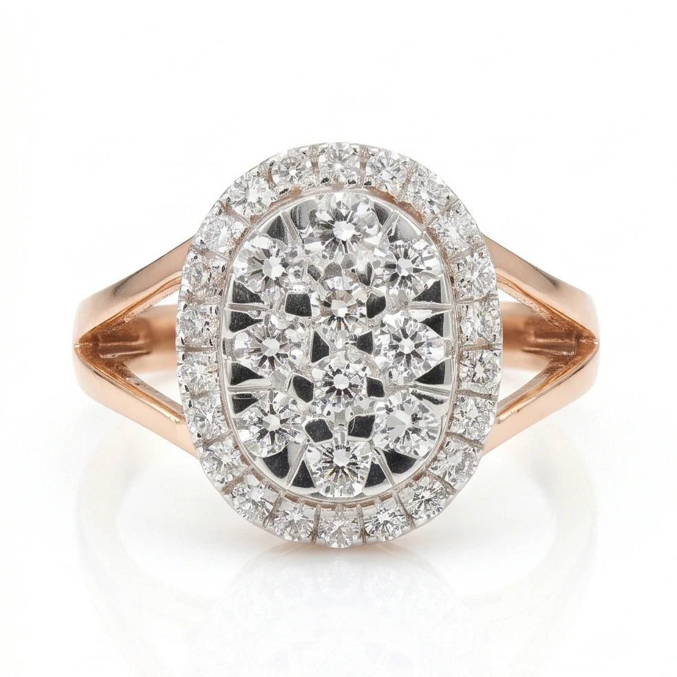 Oval Diamond Cluster Ring